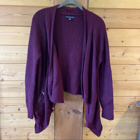 American Eagle Magenta Open Cardigan w/ Pockets M - Picture 2 of 5